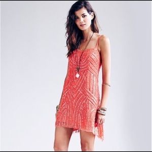 Free People Coral Sequin Dress, Size 4